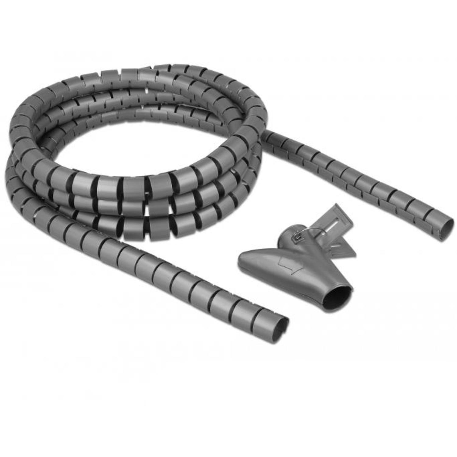 Delock Spiralschlauch mit Rückholwerkzeug 2,5 m x 20 mm grau - Delock