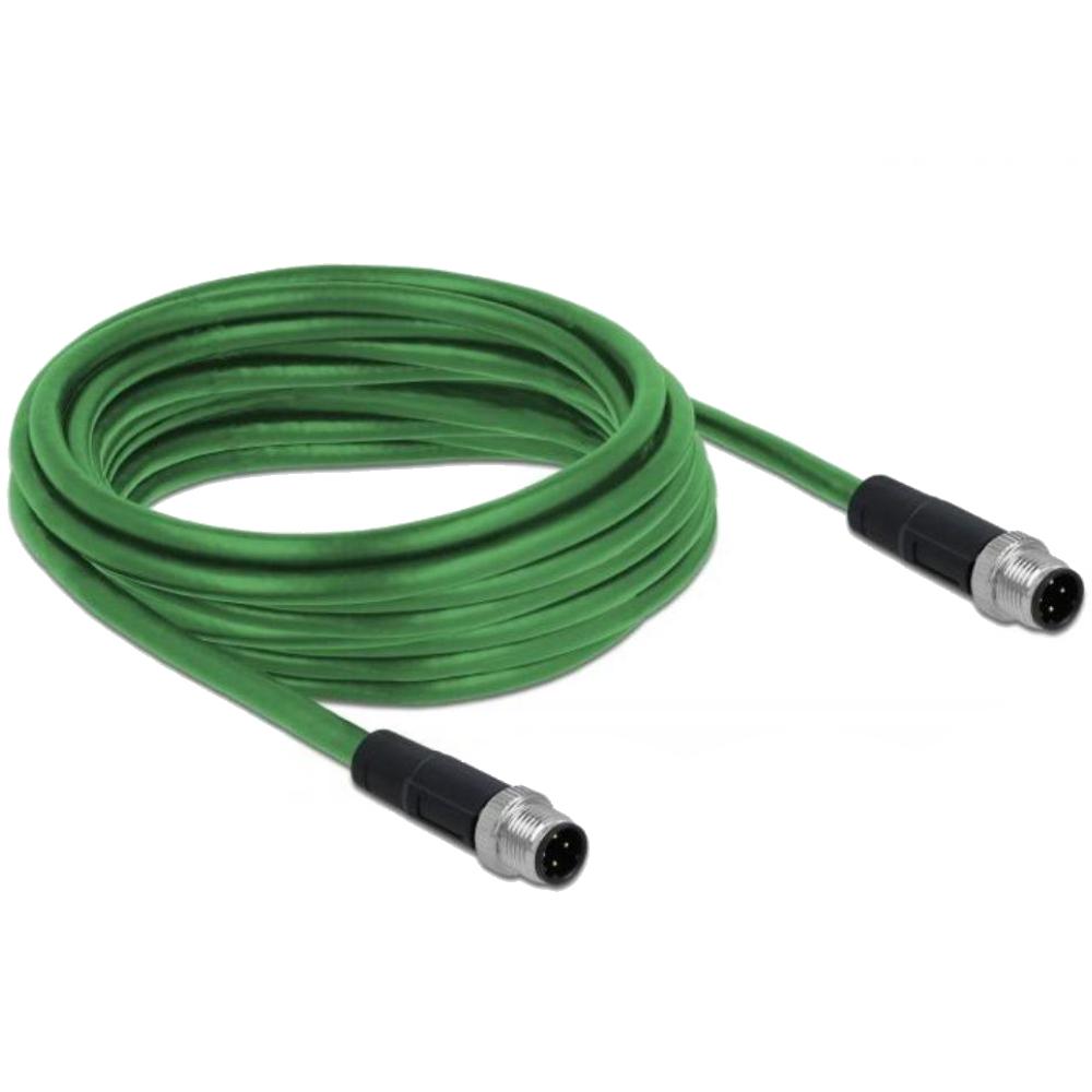 M12 Kabel Diese robuste industrielle Ethernet-Kabel wurde speziell für anspruchsvolle Umgebungen wie Maschinensteuerung und Automatisierungsprozesse entwickelt. Dank der doppelten M12-Steckverbinder (D-kodiert, 4-polig) schließen Sie einfach verschiedene Komponenten miteinander mit einer stabilen und sicheren Verbindung an. Das Kabel entspricht der Cat.5e-Spezifikation und ist mit einer hochwertigen S/FTP-Abschirmung mit Aluminiumfolie und verzinntem Kupfergeflecht ausgestattet. Dies sorgt für eine ausgezeichnete Signalübertragung und Schutz vor elektromagnetischen Störungen. Mit einem soliden Kupferleiter von 26 AWG und einem robusten PVC-Mantel kombiniert dieses Kabel Flexibilität mit Langlebigkeit. Anschluss 1: 1 x M12 connector D-kodiert 4-polig Anschluss 2: 1 x M12 connector D-kodiert 4-polig Länge: 1 Meter Anschluss 1: 1 x M12 connector D-kodiert 4-polig Anschluss 2: 1 x M12 connector D-kodiert 4-polig Abschirmung: S/FTP Betriebstemperatur: -25 C ~ 60 C Schutzart: IP67 Kategorie: 5e Leitermaterial: Kupfer Leiterquerschnitt: 26 AWG (0,129 mm²) Inhalt des Pakets: M12-Kabel Schnittstelle: beidseitig gleich Kabeldurchmesser: ca. 5 mm Kabelmantelmaterial: PVC Farbe: Schwarz Länge inklusive Anschlüsse: ca. 1 m Maximaler Strom: 4 A Nennspannung: 60 V - Delock