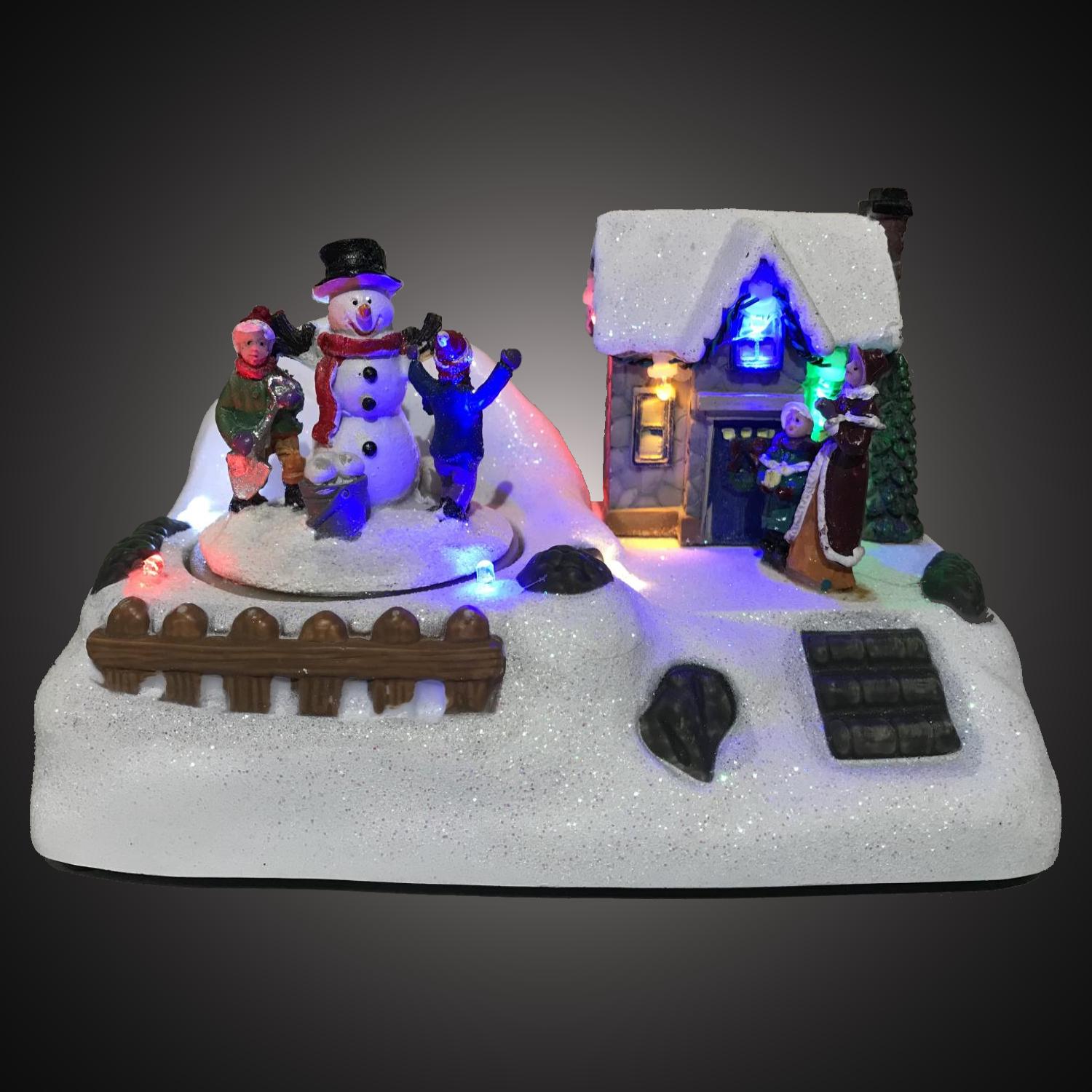 Weihnachtshaus - led Weihnachtsbeleuchtung innen - 7 Lichter - 10 x 18 x 12 cm - mehrfarbig - 3x AA