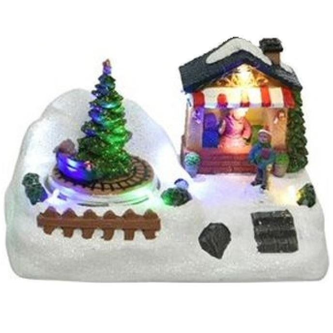Weihnachtshaus - led Weihnachtsbeleuchtung innen - 7 Lichter - 10 x 18 x 12 cm - mehrfarbig - 3x AA
