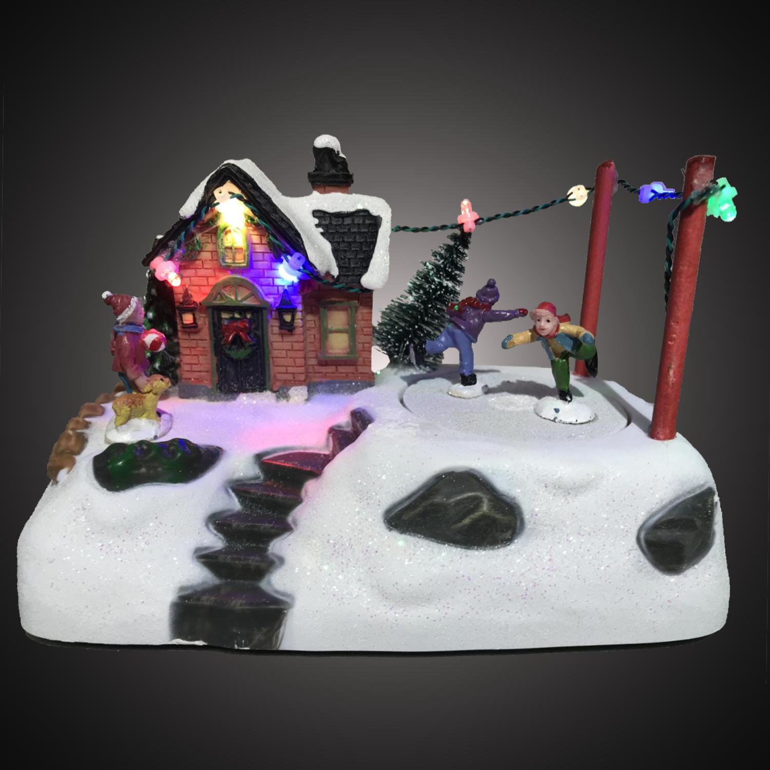 Weihnachtshaus - led Weihnachtsbeleuchtung innen - 7 Lichter - 10 x 18 x 12 cm - mehrfarbig - 3x AA
