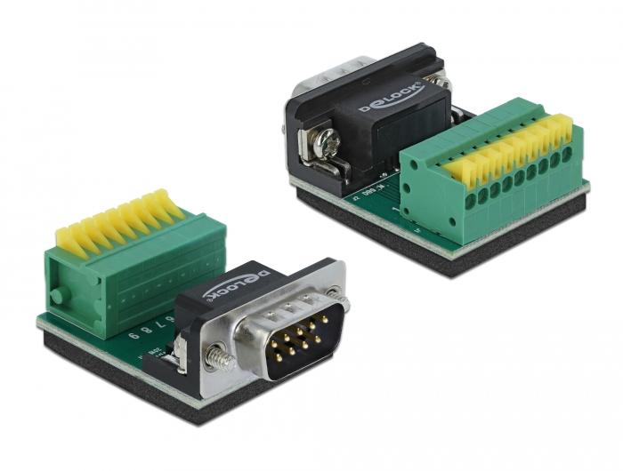 Delock Adapter Sub-D 9-polig auf Klemmleiste 9-polig mit Druckknopf - Delock
