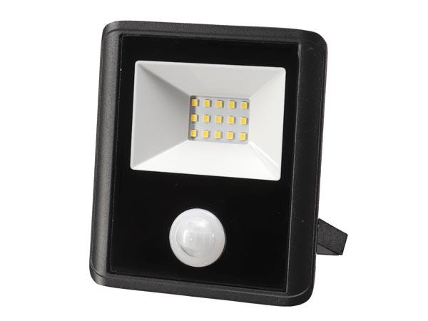 LED AUSSENSTRAHLER 10 W, NEUTRALWEISS SCHWARZ PIR SENSOR - Perel