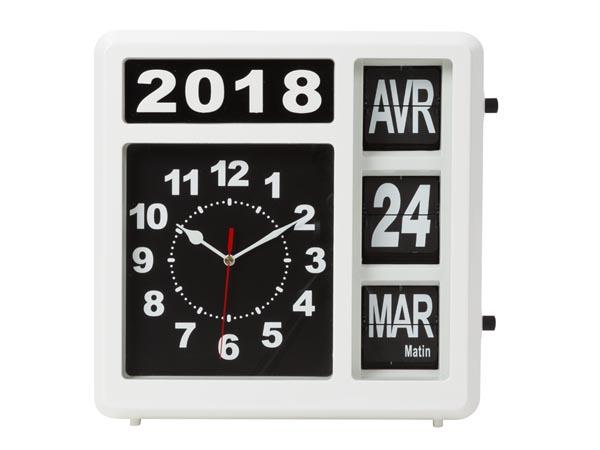 FLIPOVER WANDKLOK MET KALENDER - 31 x 31 cm - FRANS - Perel