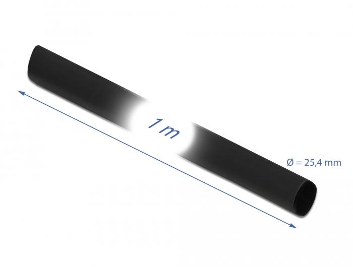 Delock Schrumpfschlauch 1 m x 25,4 mm Schrumpfverhältnis 4:1 schwarz - Delock