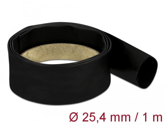 Delock Schrumpfschlauch 1 m x 25,4 mm Schrumpfverhältnis 4:1 schwarz - Delock