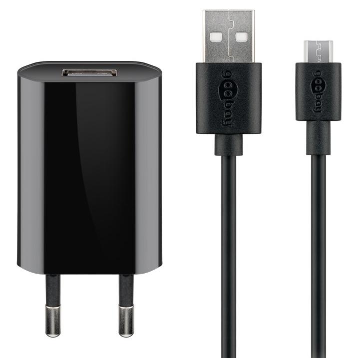 Micro USB Ladeset 1 A Netzteil mit Micro USB Kabel 1m (schwarz) - Goobay