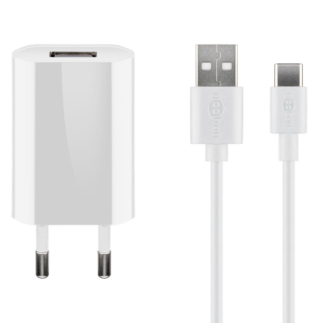 USB C™ Ladeset 1 A Netzteil mit Micro USB Kabel 1m (weiß) - Goobay