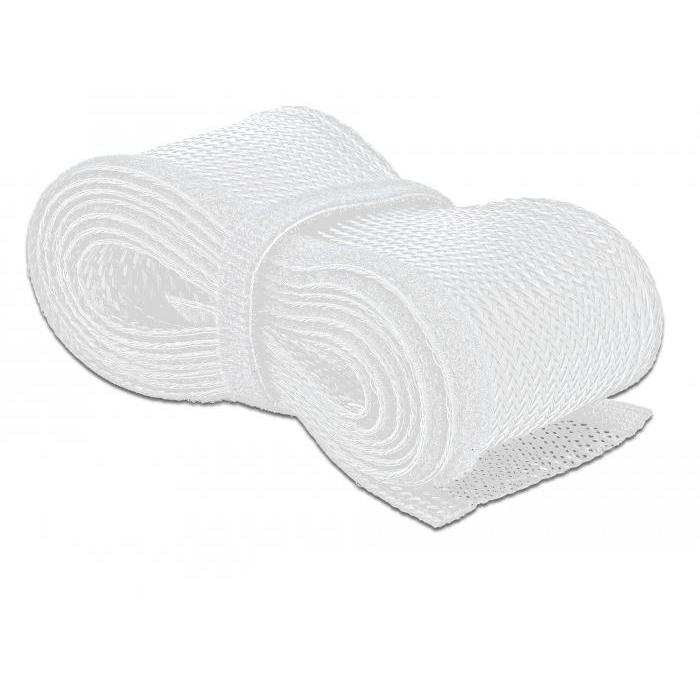 Delock Geflechtschlauch mit Klettverschluss 2 m x 19 mm weiß