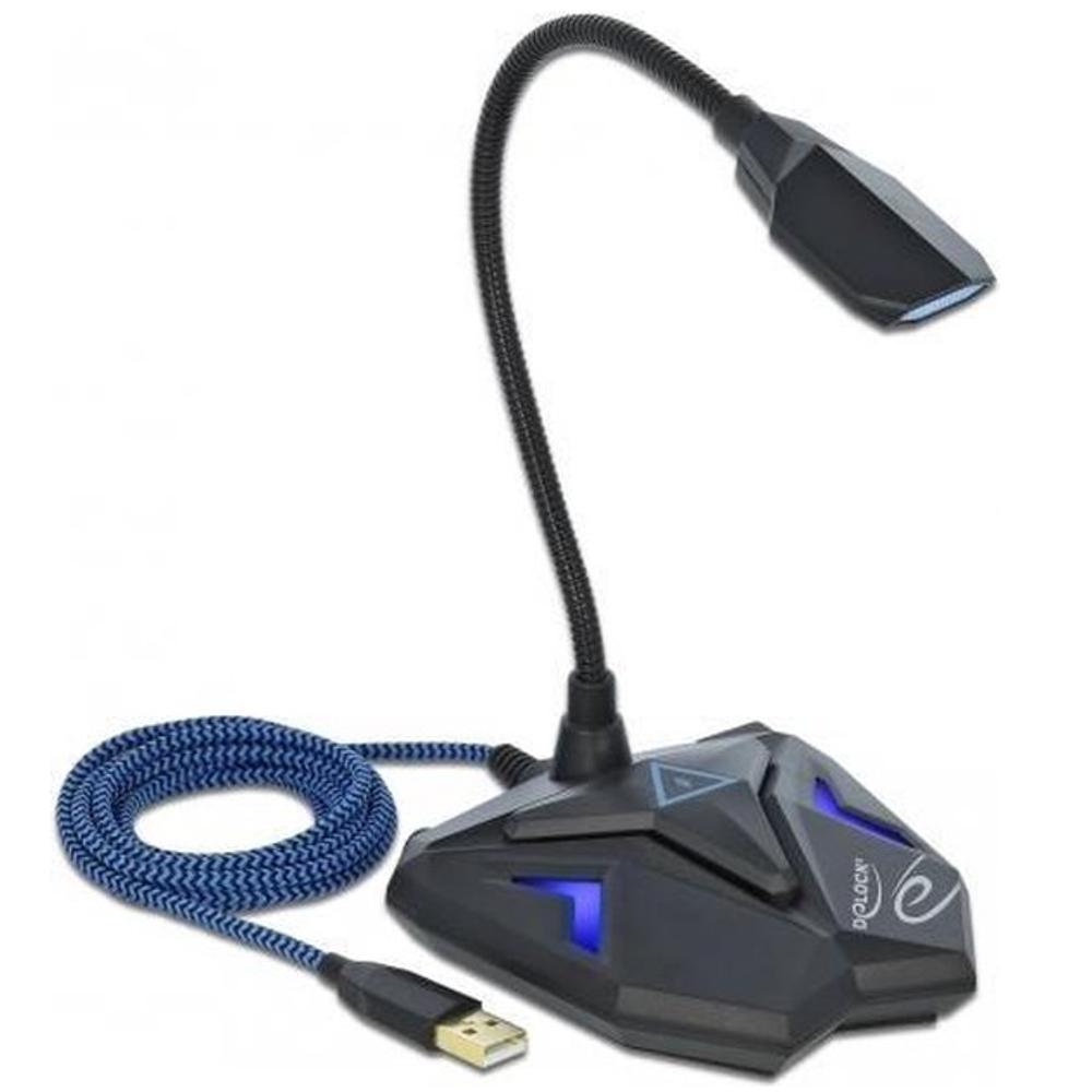 Delock Desktop USB Gaming Mikrofon mit Schwanenhals und Mute-Taste - Delock