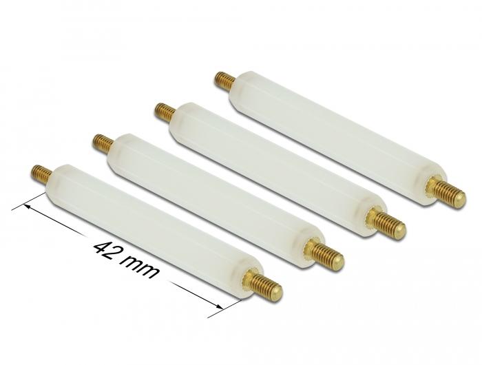 Delock Abstandshalter M2,5 x M3, Sechskant, außen/außen, 42 mm natur 4 - Delock