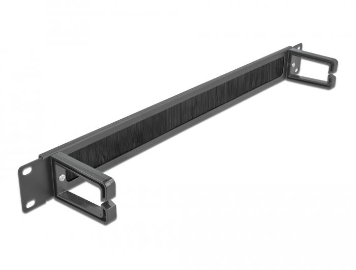 Delock 19″ Kabelmanagement Bürstenleiste mit 2 Halterungen 1 HE schwarz - Delock