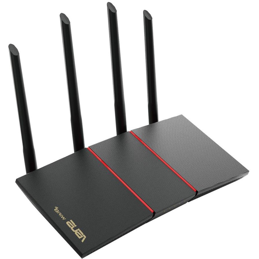 ASUS RT-AX55 AX1800 AiMesh Router Dual Band WiFi 6 802.11ax 1201 Mb/s on - ASUS