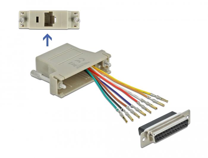 Delock Adapter Sub-D 25 Pin Buchse auf RJ45 Buchse Montagese - Delock