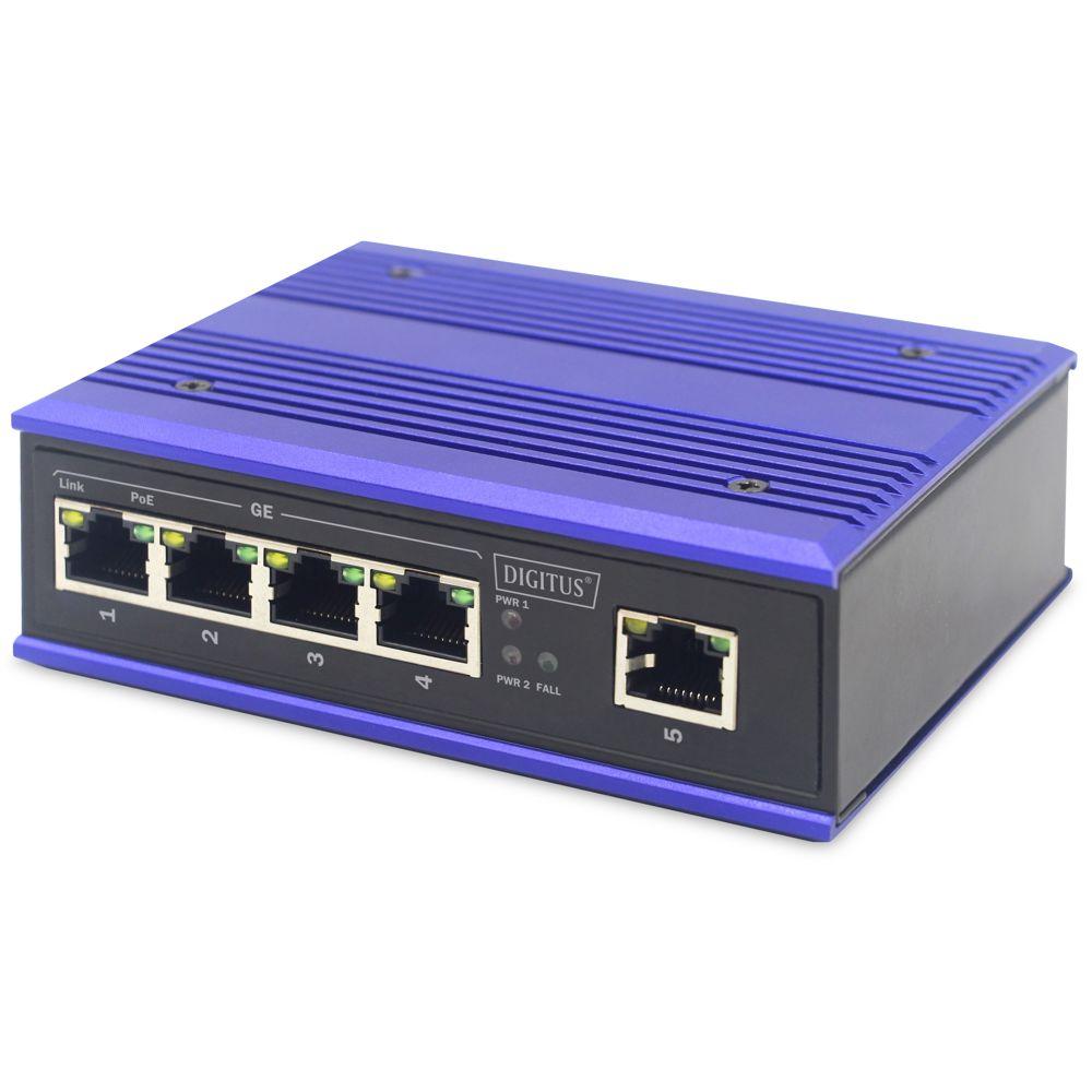 Industrieller 4 Port Gigabit PoE Switch + 1 Uplink Port