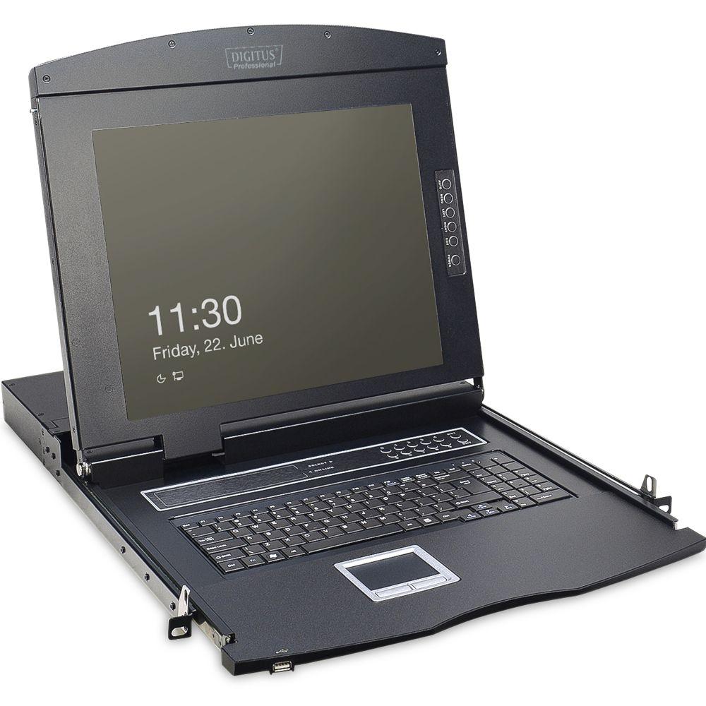 Modulare Konsole mit 17 Zoll TFT (43,2 cm), 1 Port KVM & Touchpad, Deutschland - Digitus