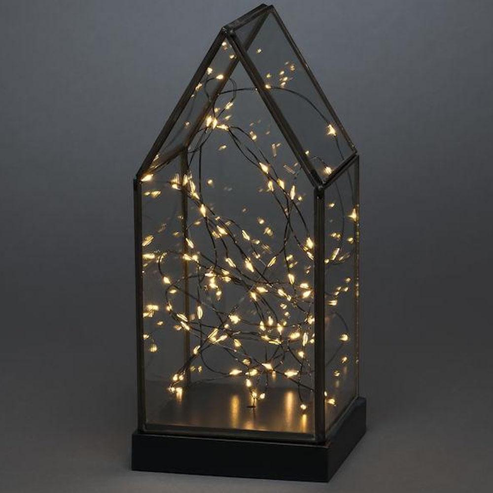 Weihnachtshaus - led Weihnachtsbeleuchtung innen - 80 Lichter - 11 x 24,5 cm - bernsteinfarben - 3x AA