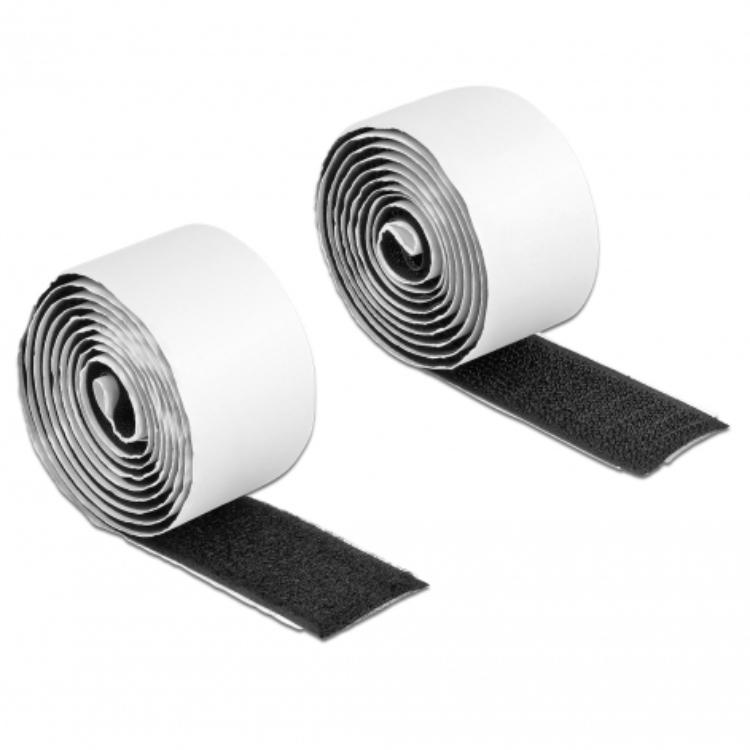 Delock Klettverschluss selbstklebend mit Klebeband und Schlaufe L 1 m x B 25 mm s