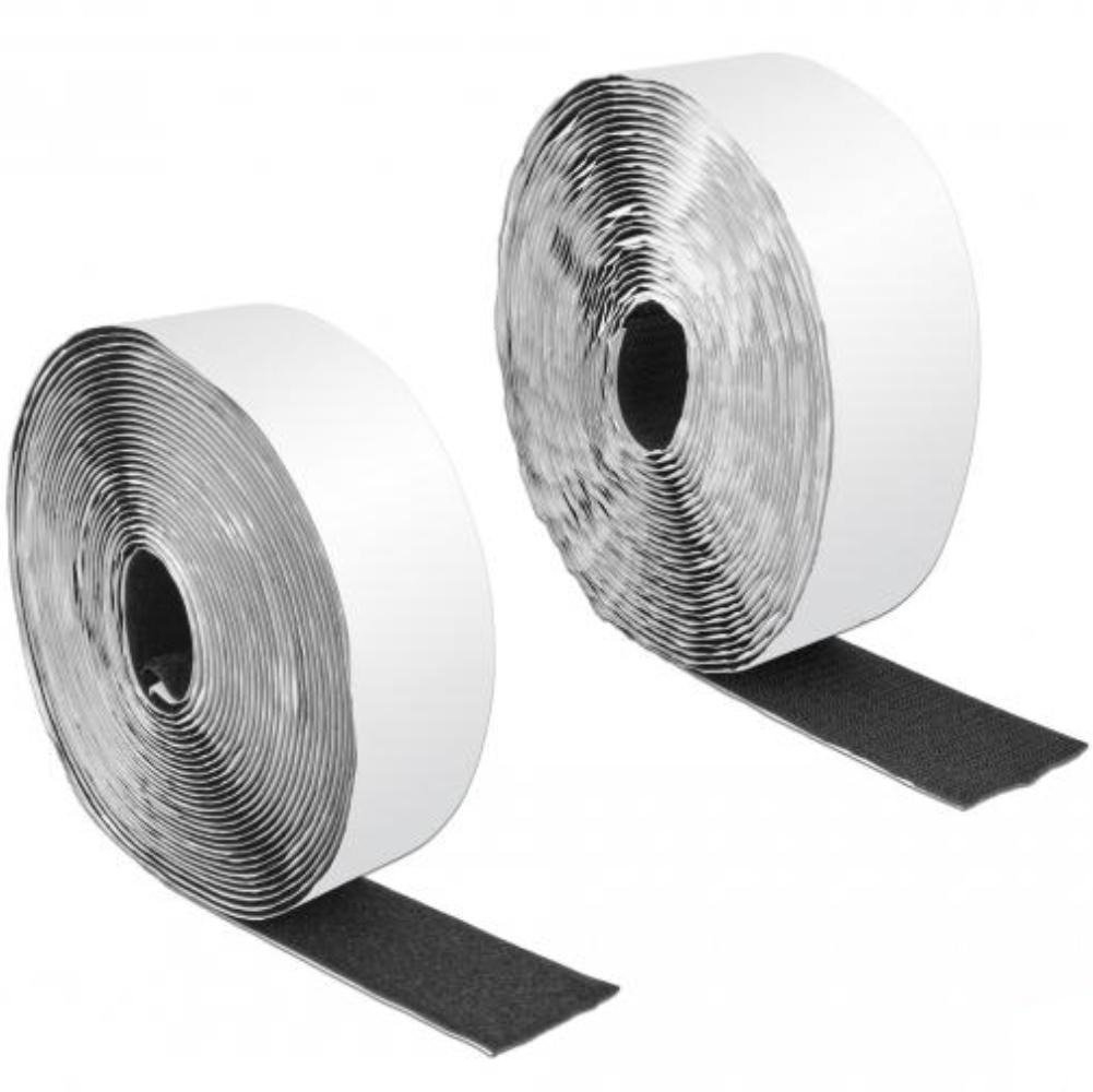 Delock Klettverschluss selbstklebend mit Klebeband und Schlaufe L 10 m x B 50 mm - Delock