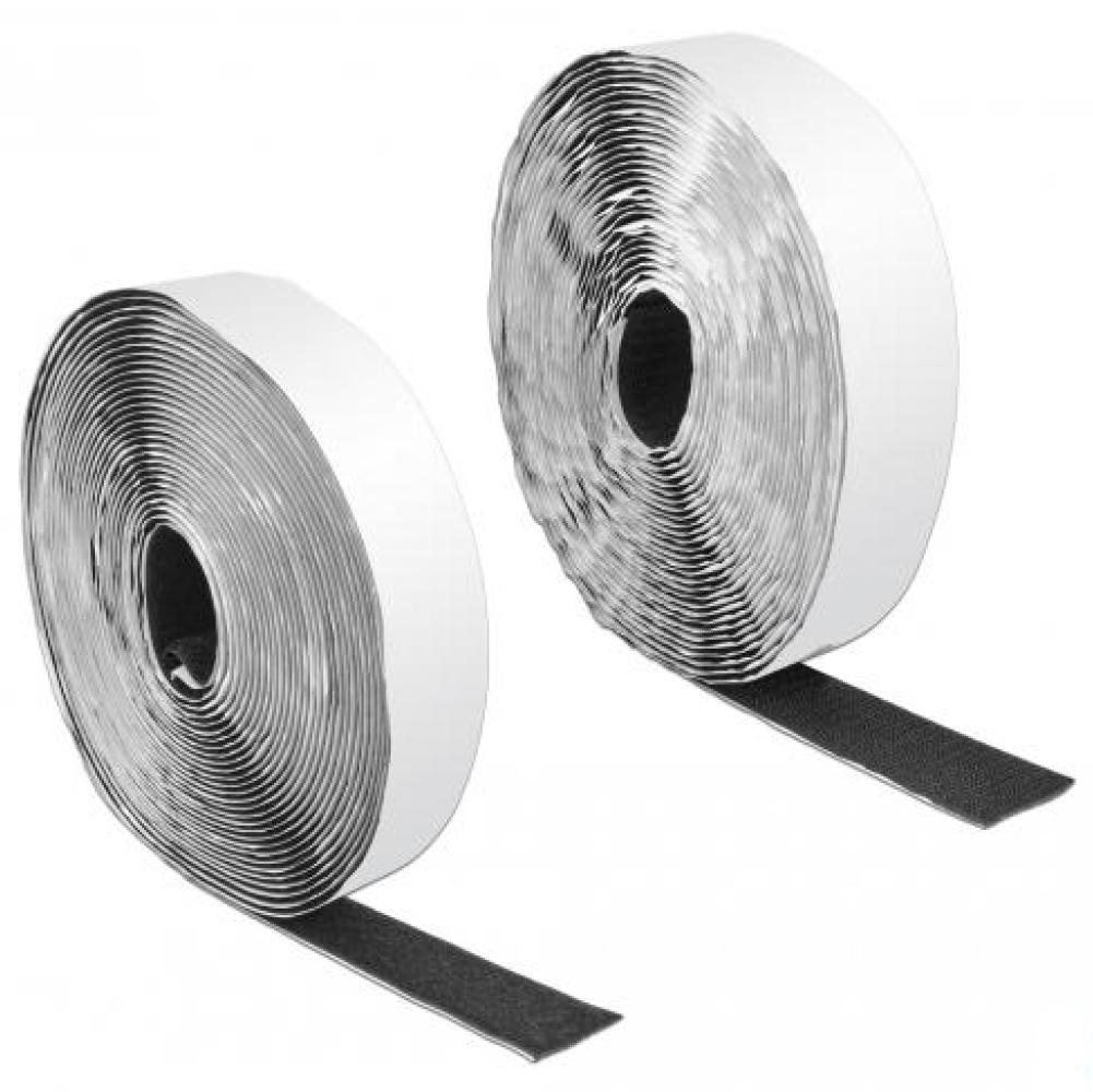 Delock Klettverschluss selbstklebend mit Klebeband und Schlaufe L 10 m x B 25 mm - Delock