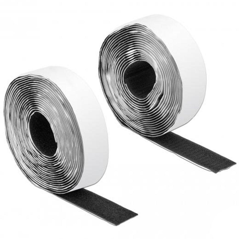 Delock Klettverschluss selbstklebend mit Klebeband und Schlaufe L 5 m x B 25 mm s - Delock