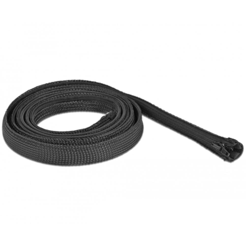 Delock Geflechtschlauch mit Reißverschluss 2 m x 20 mm schwarz - Delock