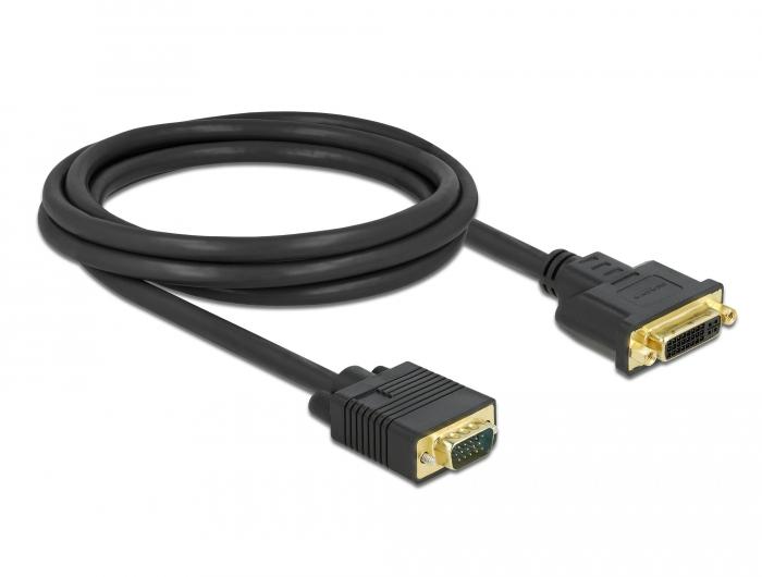 Delock Kabel DVI 24+5 Buchse auf VGA Stecker 2 m - Delock