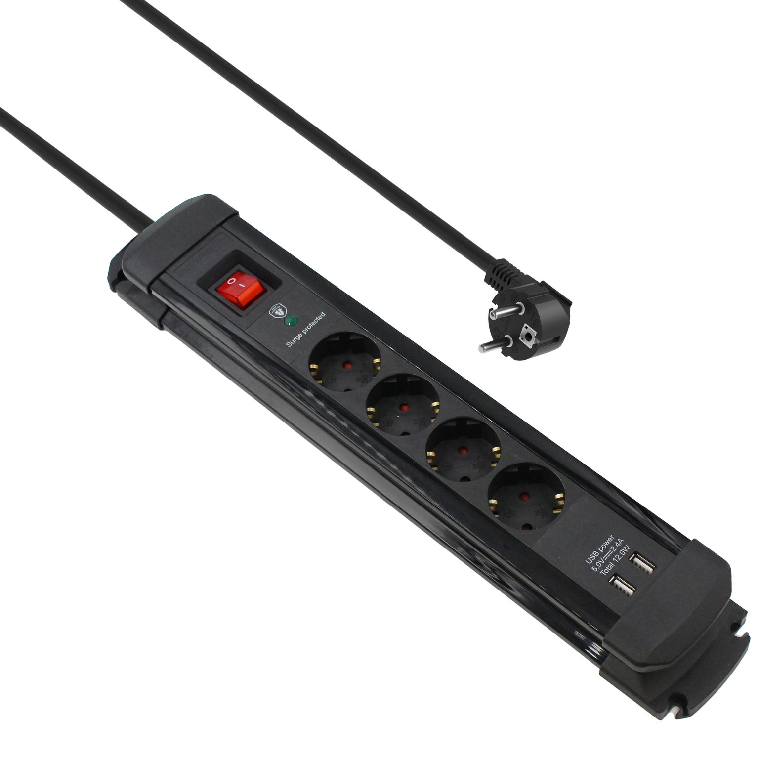 Steckdose 4x Schuko 2x USB, mit Überspannungsschutz