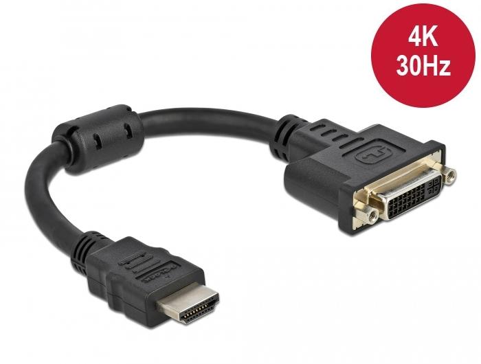 Delock HDMI Adapter Stecker auf DVI 24+5 Buchse 4K 30 Hz 20 cm - Delock