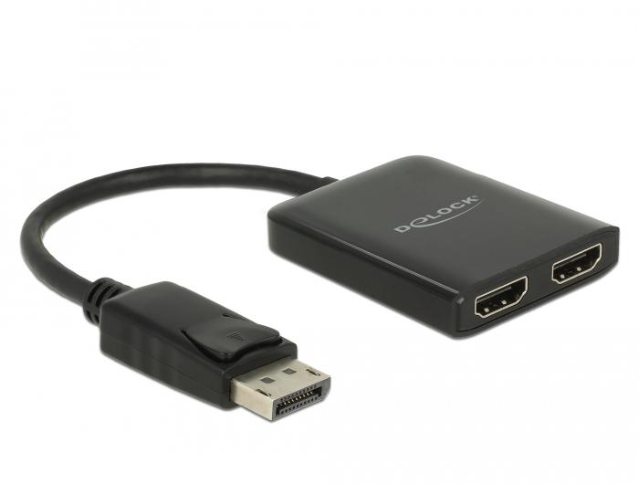 Delock DisplayPort 1.4 Splitter 1 x DisplayPort auf 2 x HDMI MST - Delock