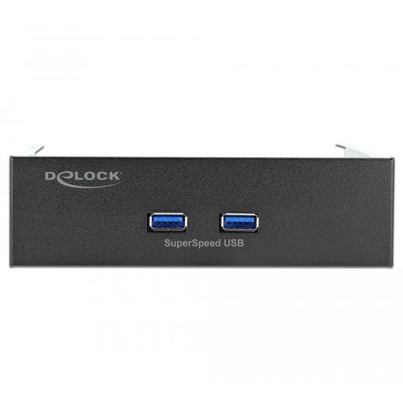 Delock 5,25″ Frontplatte mit 2 x SuperSpeed USB (USB 3.2 Gen 1) Typ A Po