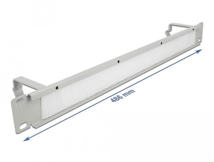 Delock 19″ Kabelmanagement Bürstenleiste mit 2 Halterungen 1 U grau - Delock