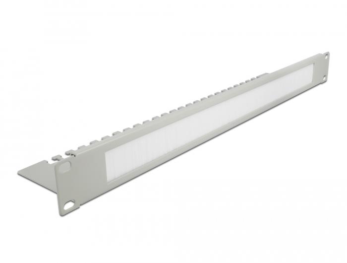 Delock 19″ Kabelmanagement Bürstenleiste mit Kabelfänger 1 U grau - Delock