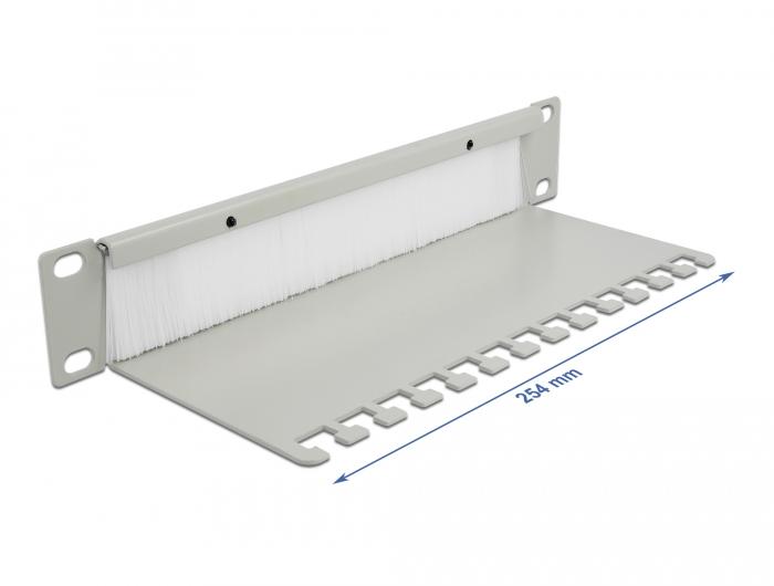 Delock 10″ Kabelmanagement-Bürstenleiste mit Kabelfänger 1 HE grau - Delock
