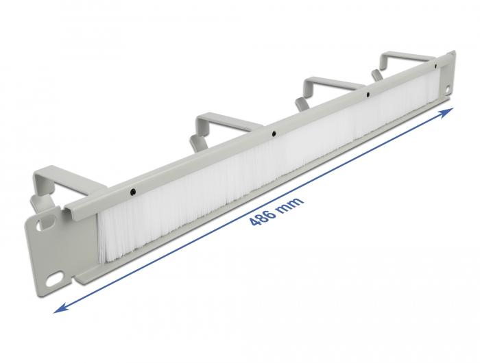 Delock 19″ Kabelmanagement Bürstenleiste mit 4 Halterungen 1 U grau - Delock