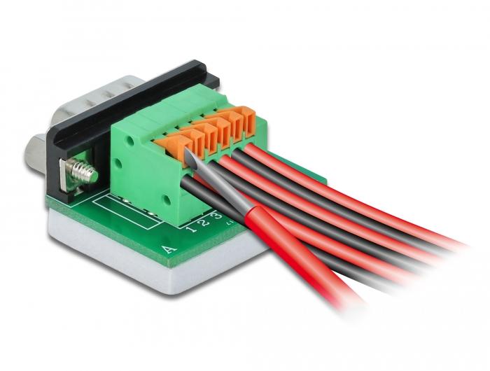 Delock D-Sub9-Stecker auf Klemmleistenadapter mit Druckknopf horizontal - Delock