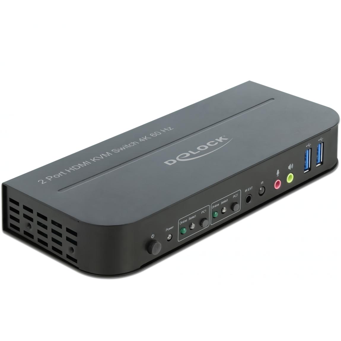 Delock HDMI KVM Umschalter 4K 60 Hz mit USB 3.0 und Audio
