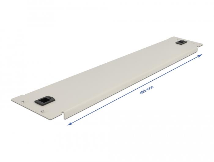 Delock 19″ Netzwerkschrank-Blindabdeckung ohne Werkzeug 2 HE grau - Delock