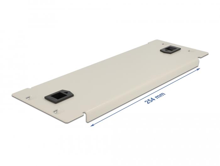Delock 10″ Netzwerkschrank-Blindabdeckung ohne Werkzeug 2 HE grau - Delock