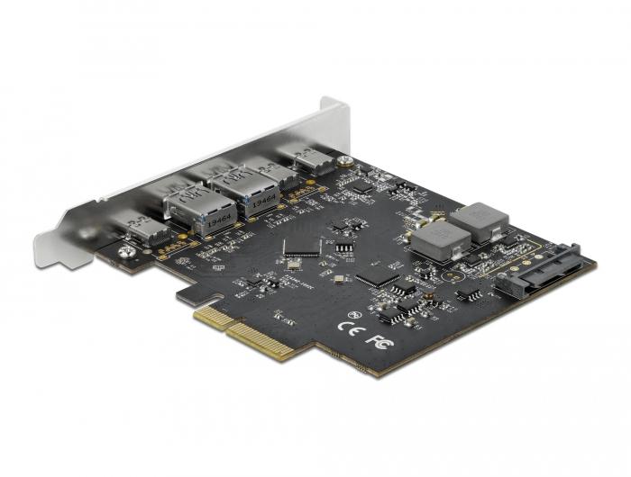 Delock PCI Express x4 Karte zu 3 x USB Typ-C™ + 2 x USB Typ-A - Sup - Delock