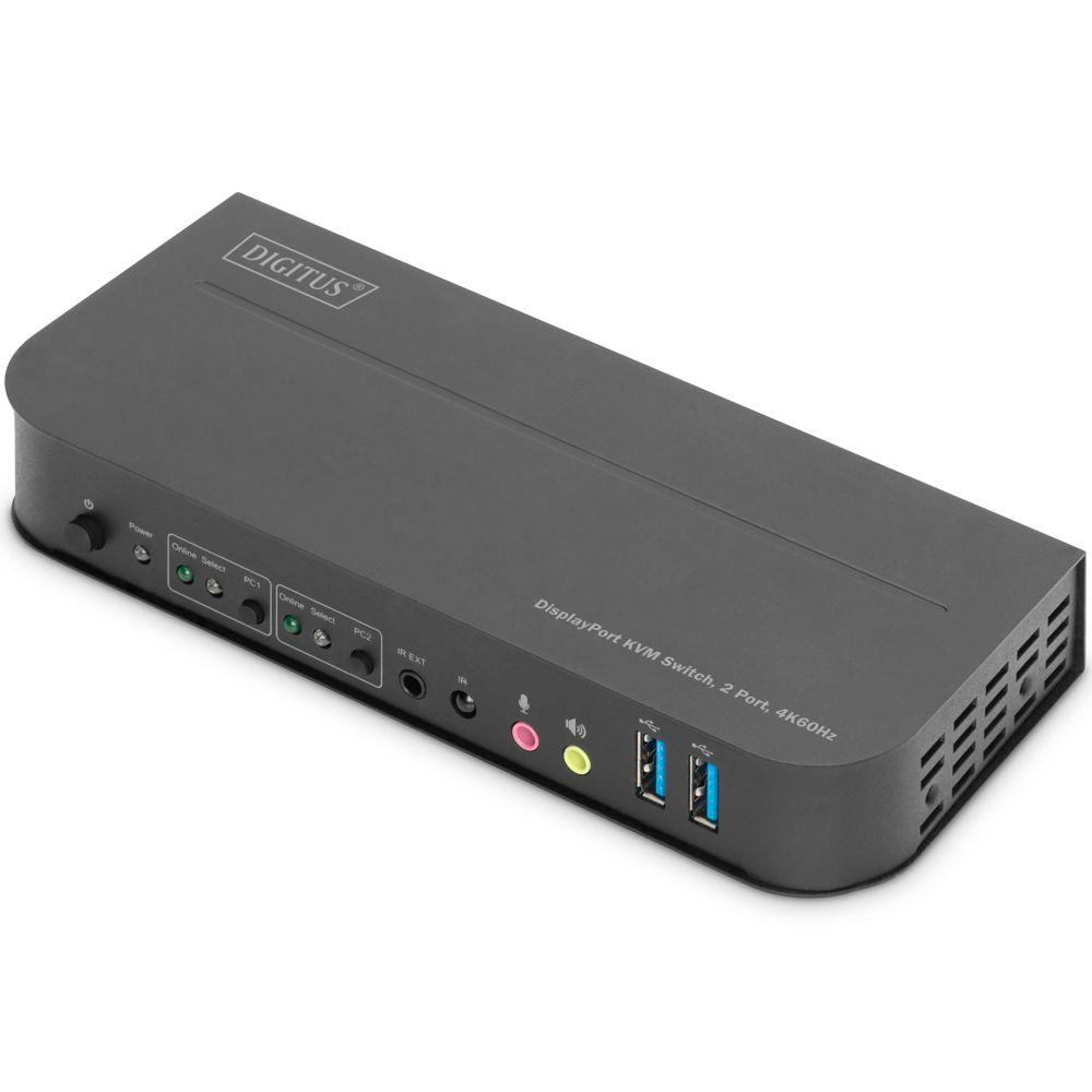 KVM-Umschalter, 2x1 DP, DP/HDMI Out,USB - Digitus