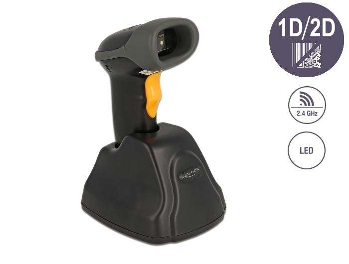 Delock 2,4 GHz Barcodescanner 1D und 2D mit Ladestation - Delock