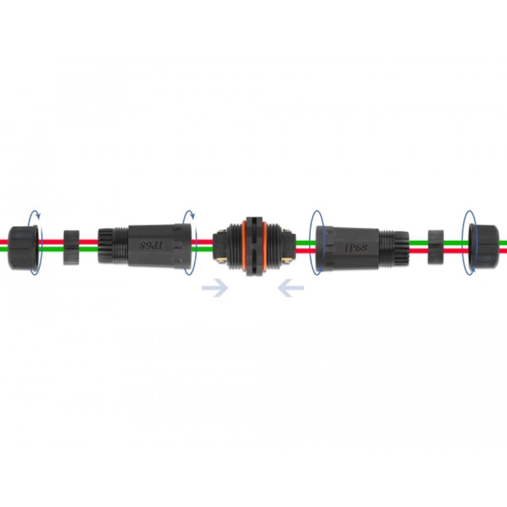 Delock Kabelstecker für den Außenbereich, 4-polig, IP68 wasserdicht, schraubbar - Delock