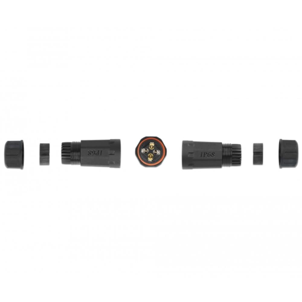 Delock Kabelstecker für den Außenbereich, 4-polig, IP68 wasserdicht, schraubbar - Delock