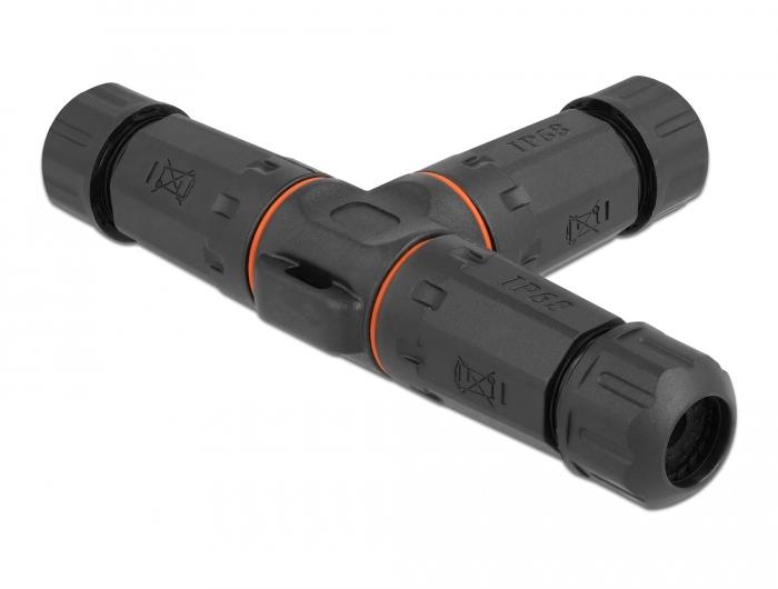 Delock Kabelstecker T-Form für Außeneinsatz 4-polig, IP68 wasserdicht, s - Delock