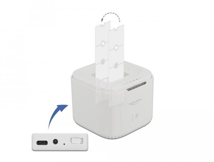 Delock M.2 Dockingstation für 2 x M.2 NVMe PCIe SSD mit Klonfunktion - Delock