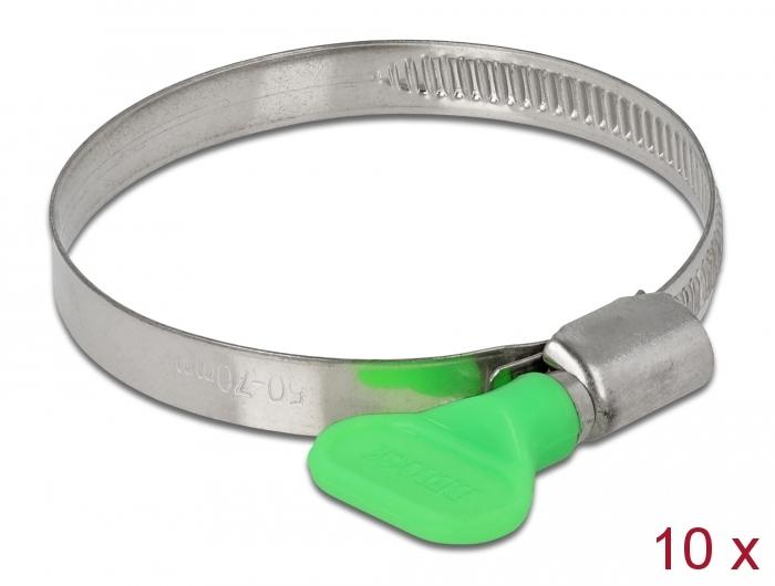 Delock Schlauchschelle mit Flügelmutter 50 - 70 mm 10 Stück - Delock