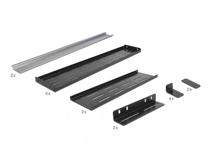 Delock 19″ Hutschienenhalter 4 HE, schwarz - Delock
