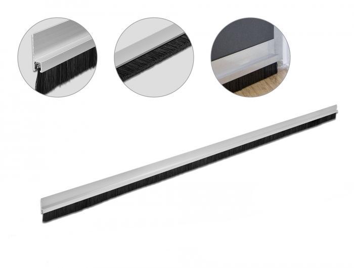 Delock Bürstenleiste 20 mm mit Aluminiumprofil gerade - Länge 1 m - Delock