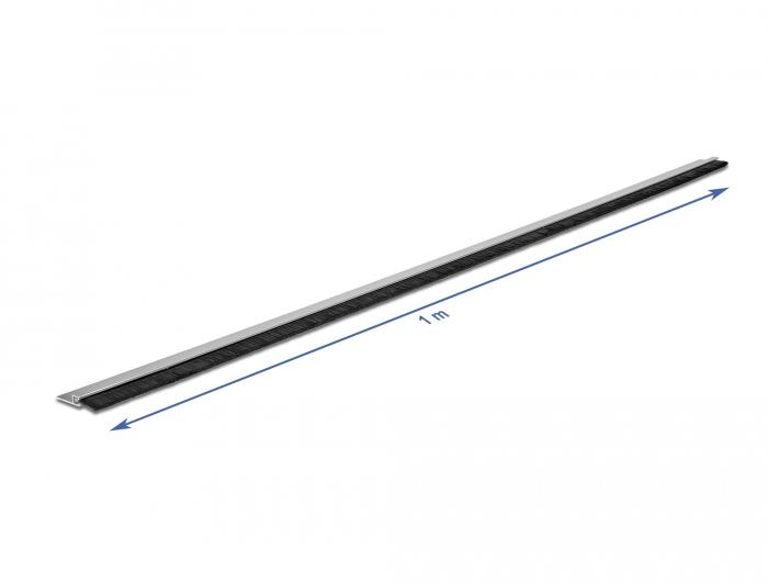 Delock Bürstenleiste 20 mm mit Aluminiumprofil gerade - Länge 1 m - Delock